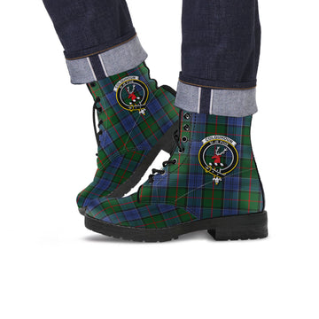 Colquhoun Tartan Leather Boots with Family Crest