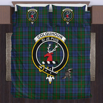 Colquhoun Tartan Bedding Set with Family Crest US Bedding Set - Tartan Vibes Clothing