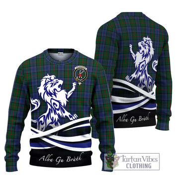 Colquhoun Tartan Knitted Sweater with Alba Gu Brath Regal Lion Emblem Unisex - Tartanvibesclothing Shop