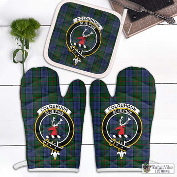 Colquhoun Tartan Combo Oven Mitt & Pot-Holder with Family Crest Combo 1 Oven Mitt & 1 Pot-Holder White - Tartan Vibes Clothing