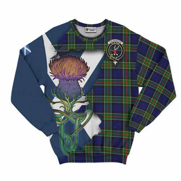 Colquhoun Tartan Family Crest Sweatshirt Scottish Thistle Celtic Inspired