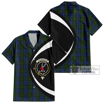 Colquhoun Tartan Hawaiian Shirt with Family Crest Circle Style