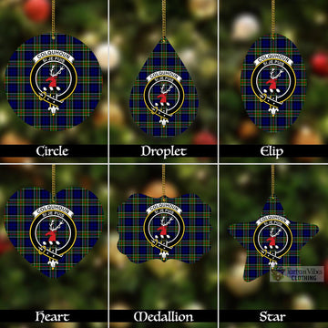 Tartan Vibes Clothing Colquhoun Tartan Christmas Aluminium Ornament with Family Crest