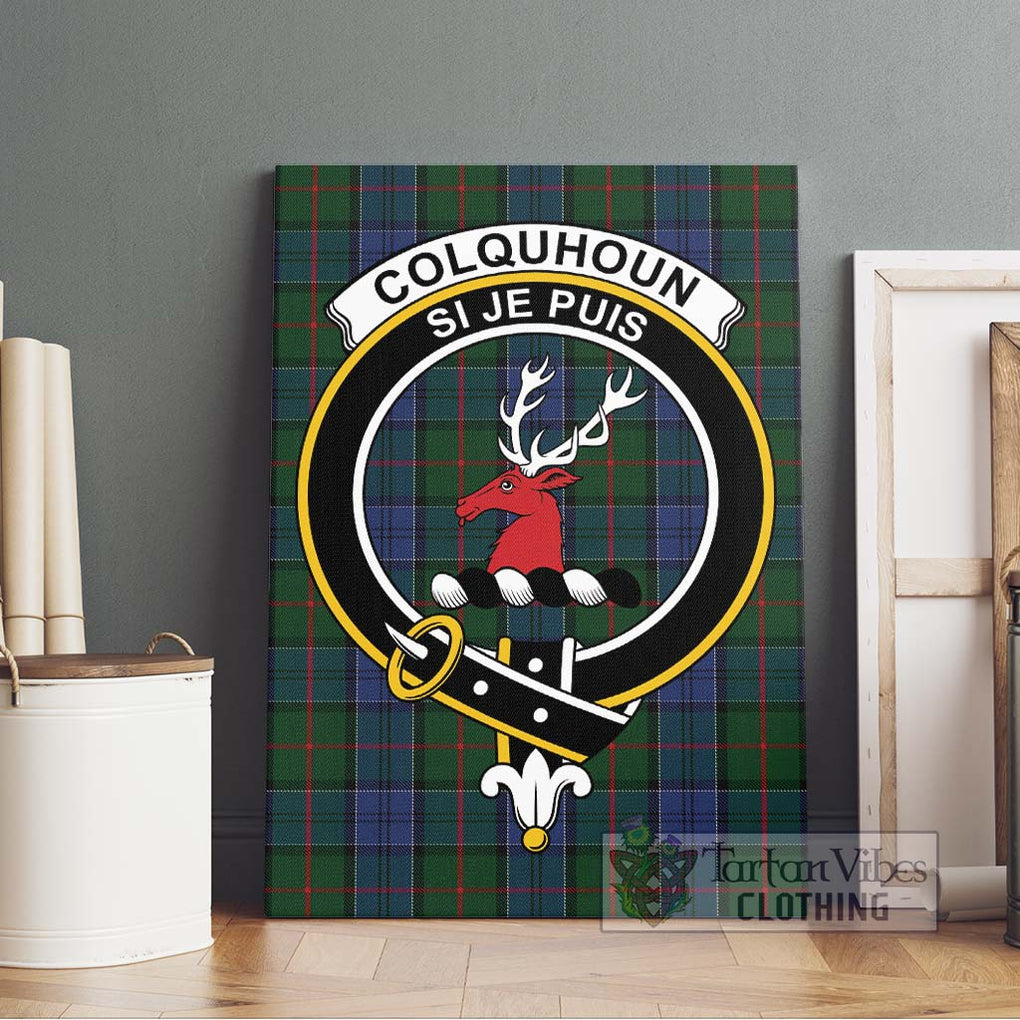 Colquhoun Tartan Canvas Print Wall Art with Family Crest Without Frame - Tartan Vibes Clothing