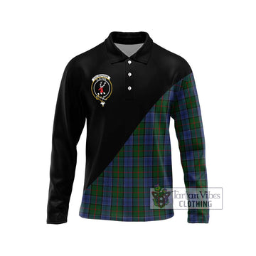 Colquhoun Tartan Long Sleeve Polo Shirt with Family Crest and Military Logo Style Unisex - Tartanvibesclothing Shop