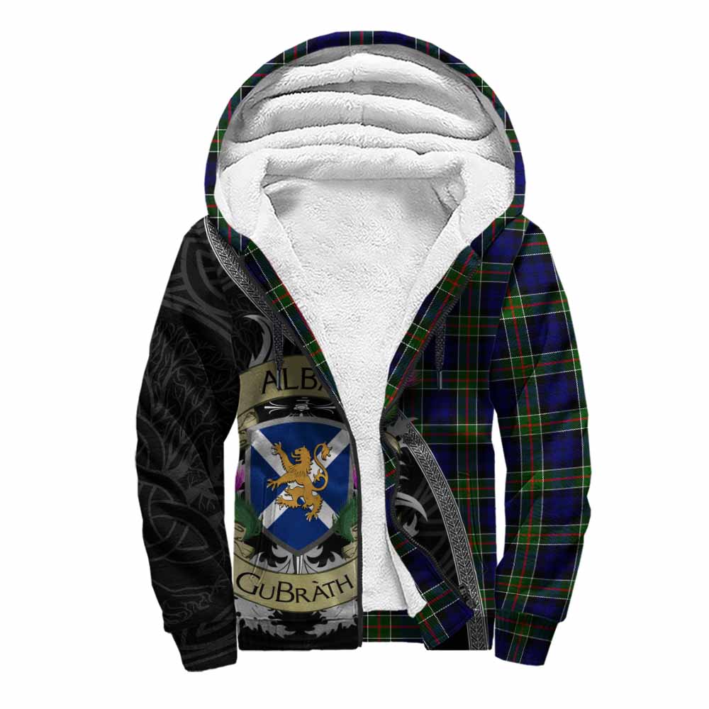 Tartan Vibes Clothing Colquhoun Tartan Family Crest Sherpa Hoodie Lion Rampant Royal Thistle Shield Celtic Inspired