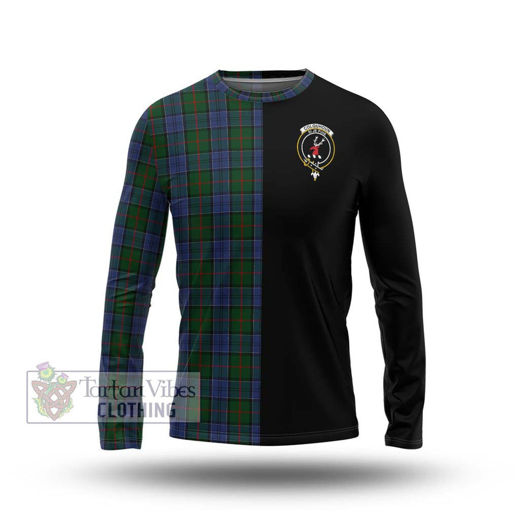 Colquhoun Tartan Long Sleeve T-Shirt with Family Crest and Half Of Me Style Unisex - Tartanvibesclothing Shop
