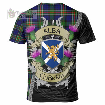 Tartan Vibes Clothing Colquhoun Tartan Family Crest T-Shirt Lion Rampant Royal Thistle Shield Celtic Inspired