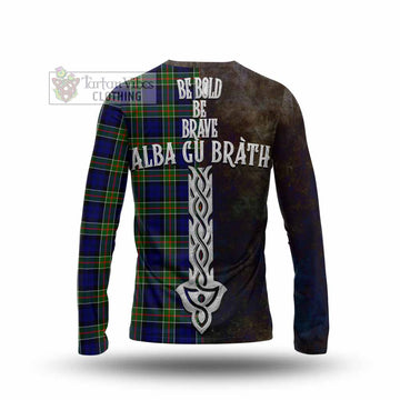 Colquhoun Tartan Family Crest Long Sleeve T-Shirt Alba Gu Brath Be Brave Lion Ancient Style