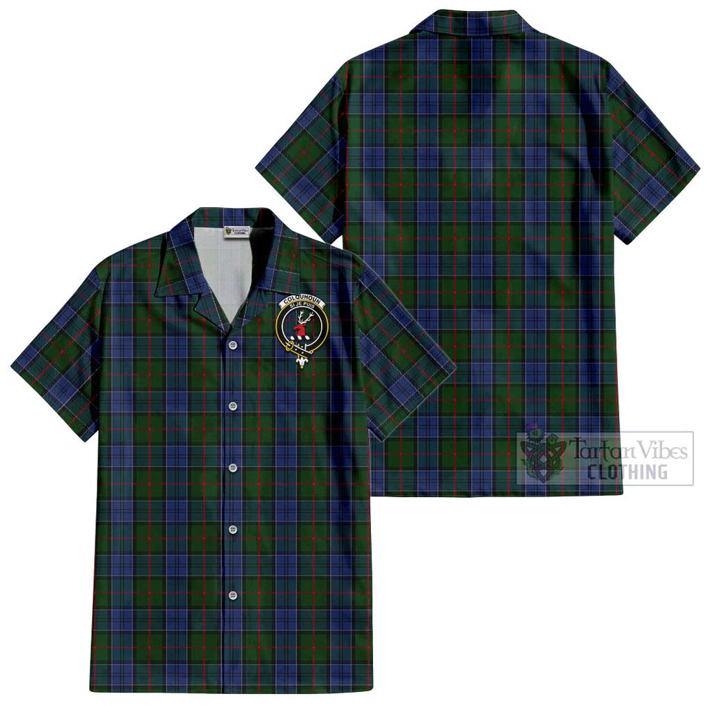 Colquhoun Tartan Cotton Hawaiian Shirt with Family Crest Kid - Tartan Vibes Clothing