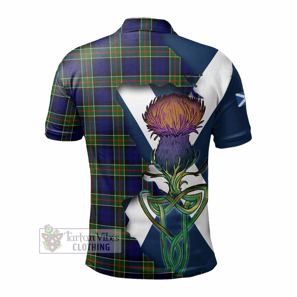 Tartan Vibes Clothing Colquhoun Tartan Family Crest Polo Shirt Scottish Thistle Celtic Inspired