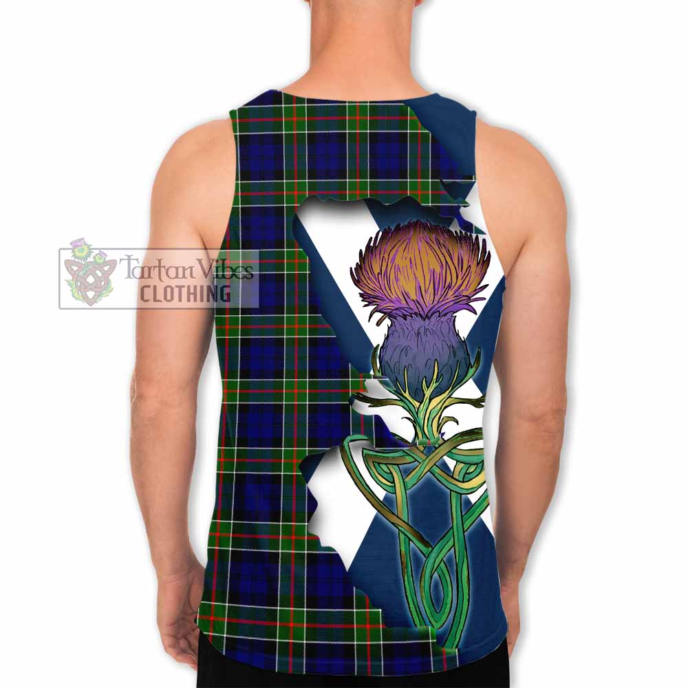 Tartan Vibes Clothing Colquhoun Tartan Family Crest Men's Tank Top Scottish Thistle Celtic Inspired