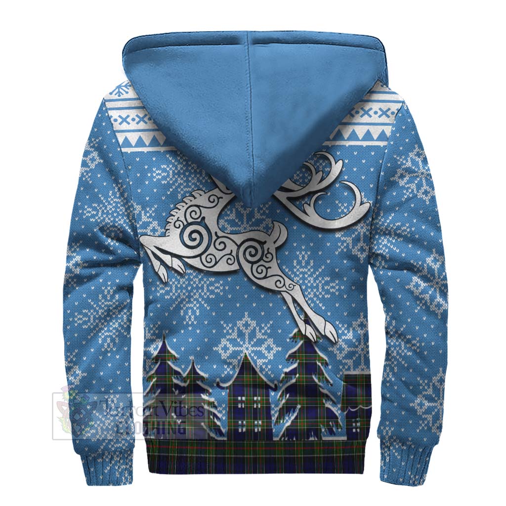 Tartan Vibes Clothing Colquhoun Clan Christmas Sherpa Hoodie Celtic Reindeer Style