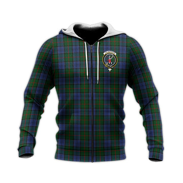 Colquhoun Tartan Knitted Hoodie with Family Crest