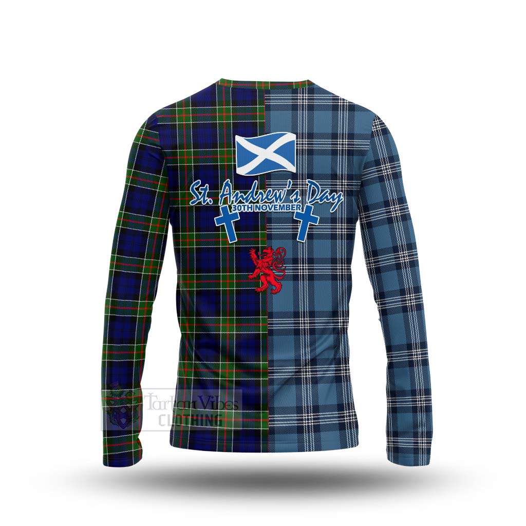 Tartan Vibes Clothing Colquhoun Tartan Long Sleeve T-Shirt Happy St. Andrew's Day Half Tartan Style