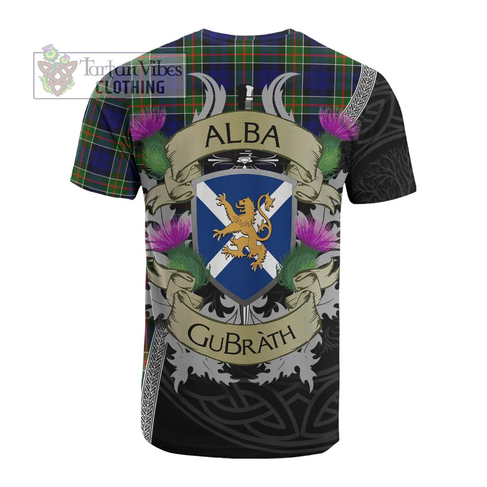 Tartan Vibes Clothing Colquhoun Tartan Family Crest Cotton T-shirt Lion Rampant Royal Thistle Shield Celtic Inspired