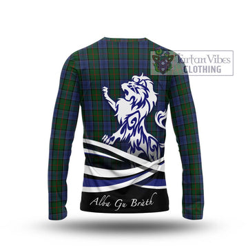 Colquhoun Tartan Long Sleeve T-Shirt with Alba Gu Brath Regal Lion Emblem - Tartanvibesclothing Shop