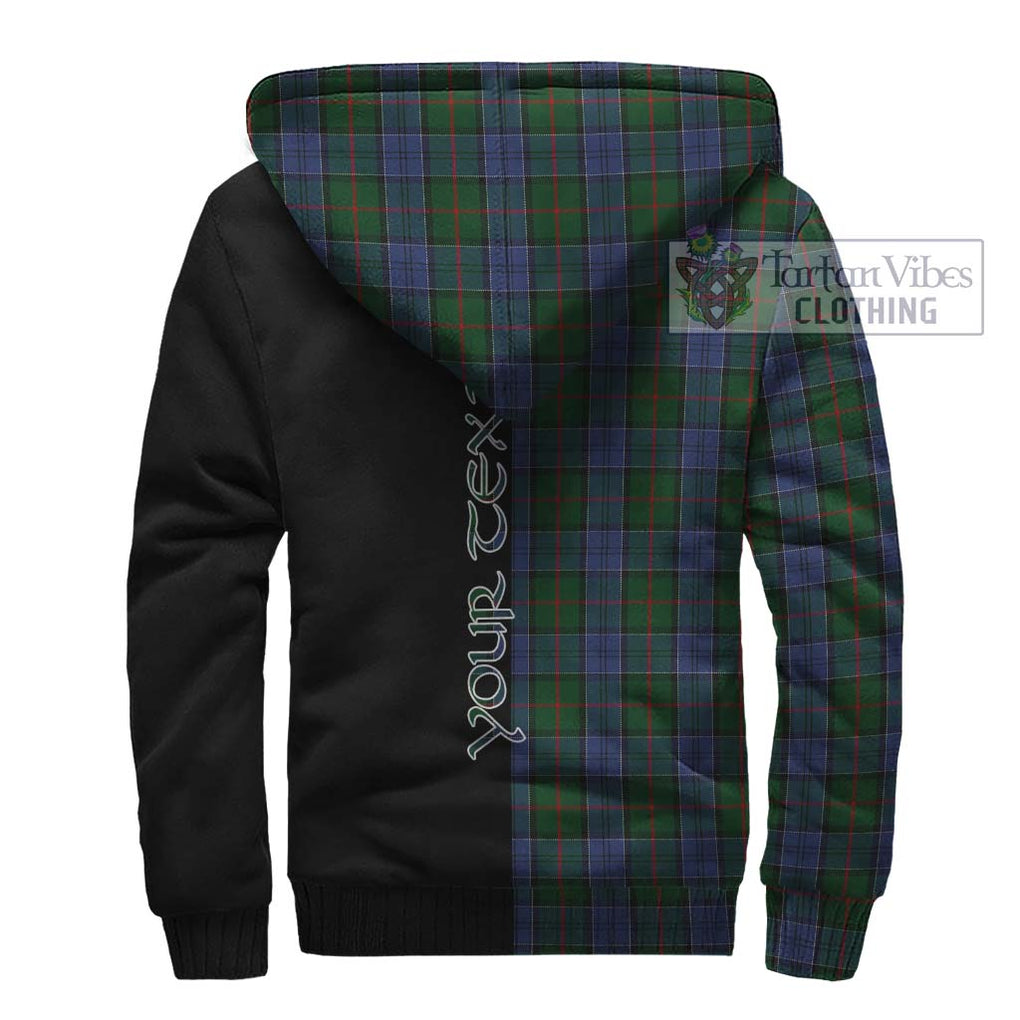 Colquhoun Tartan Sherpa Hoodie with Family Crest and Half Of Me Style - Tartanvibesclothing Shop