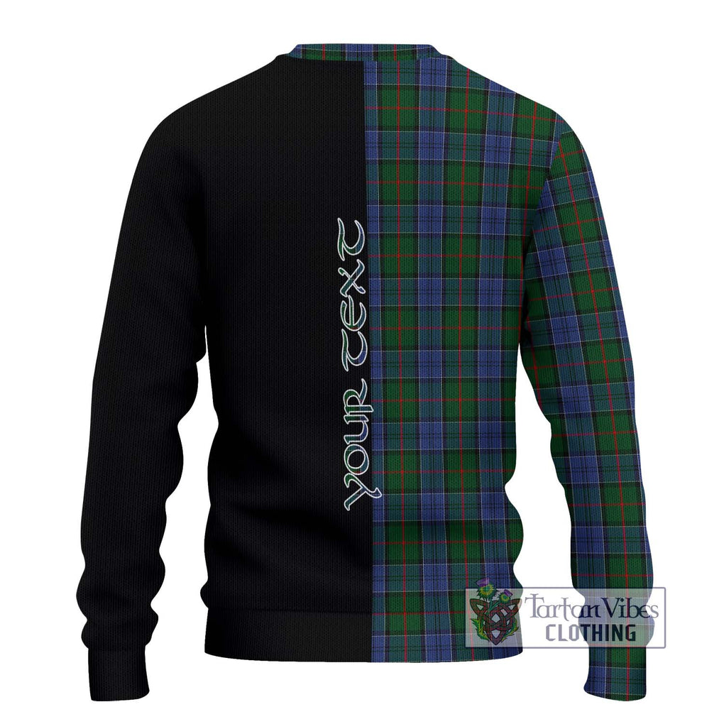 Colquhoun Tartan Knitted Sweater with Family Crest and Half Of Me Style - Tartanvibesclothing Shop