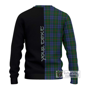 Colquhoun Tartan Knitted Sweater with Family Crest and Half Of Me Style - Tartanvibesclothing Shop
