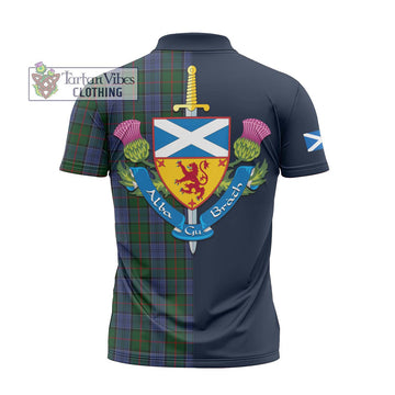 Tartan Vibes Clothing Colquhoun Tartan Zipper Polo Shirt with Scottish Lion Royal Arm Half Style