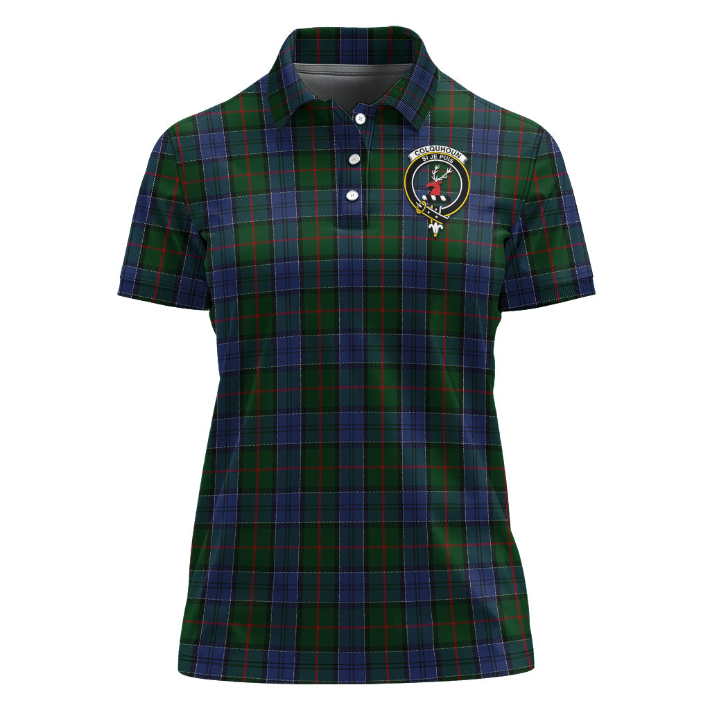 Colquhoun Tartan Polo Shirt with Family Crest For Women - Tartan Vibes Clothing