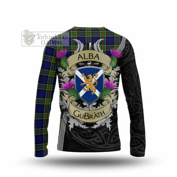 Colquhoun Tartan Family Crest Long Sleeve T-Shirt Lion Rampant Royal Thistle Shield Celtic Inspired
