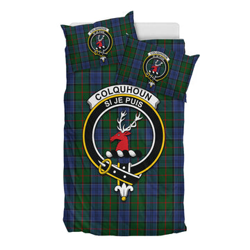 Colquhoun Tartan Bedding Set with Family Crest - Tartan Vibes Clothing