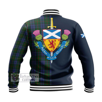 Colquhoun Tartan Baseball Jacket Alba with Scottish Lion Royal Arm Half Style