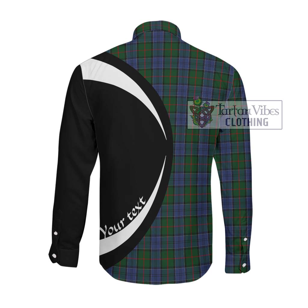 Colquhoun Tartan Long Sleeve Button Up with Family Crest Circle Style Men's Shirt - Tartan Vibes Clothing
