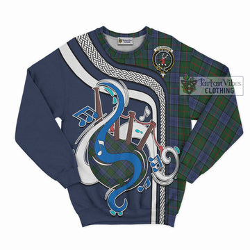Colquhoun Tartan Sweatshirt with Epic Bagpipe Style - Tartanvibesclothing Shop