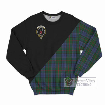 Colquhoun Tartan Sweatshirt with Family Crest and Military Logo Style - Tartanvibesclothing Shop