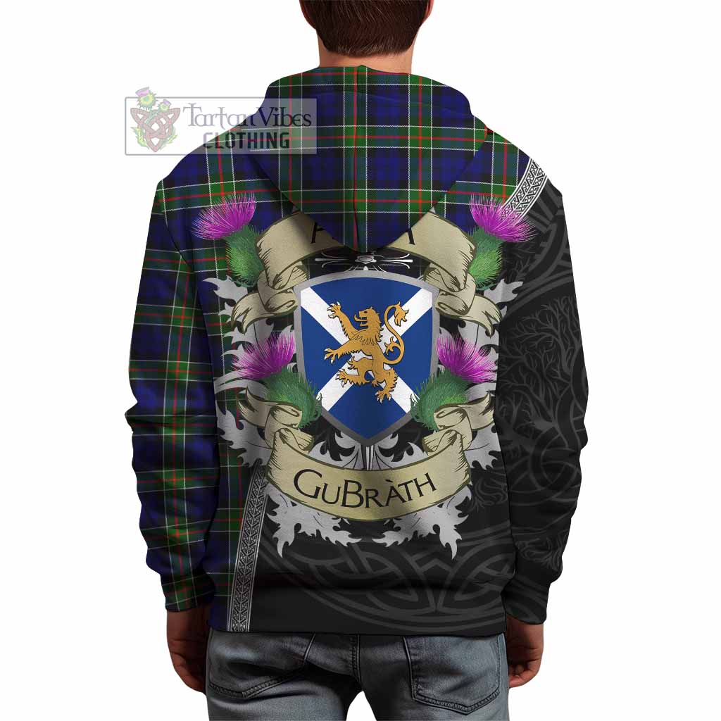 Tartan Vibes Clothing Colquhoun Tartan Family Crest Hoodie Lion Rampant Royal Thistle Shield Celtic Inspired