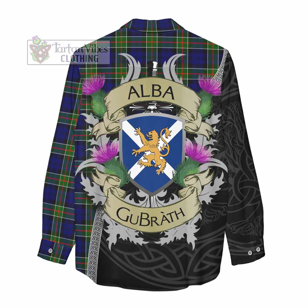 Tartan Vibes Clothing Colquhoun Tartan Family Crest Women's Casual Shirt Lion Rampant Royal Thistle Shield Celtic Inspired