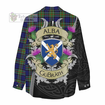 Colquhoun Tartan Family Crest Women's Casual Shirt Lion Rampant Royal Thistle Shield Celtic Inspired