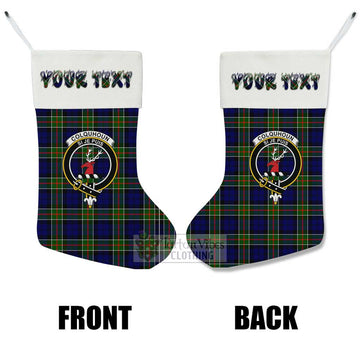 Colquhoun Tartan Family Crest Christmas Stocking with Personalized Text