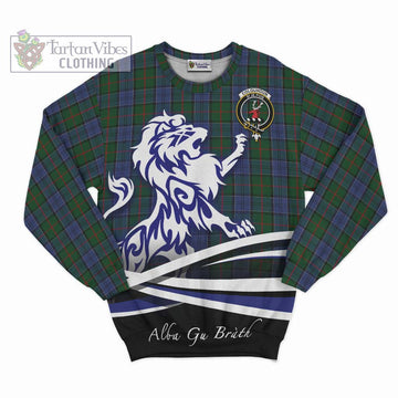 Colquhoun Tartan Sweatshirt with Alba Gu Brath Regal Lion Emblem - Tartanvibesclothing Shop