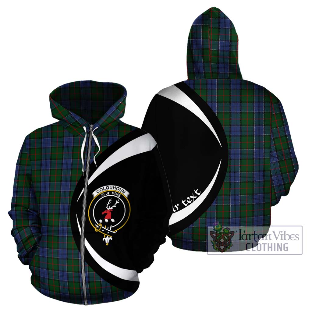 Tartan Vibes Clothing Colquhoun Tartan Hoodie with Family Crest Circle Style
