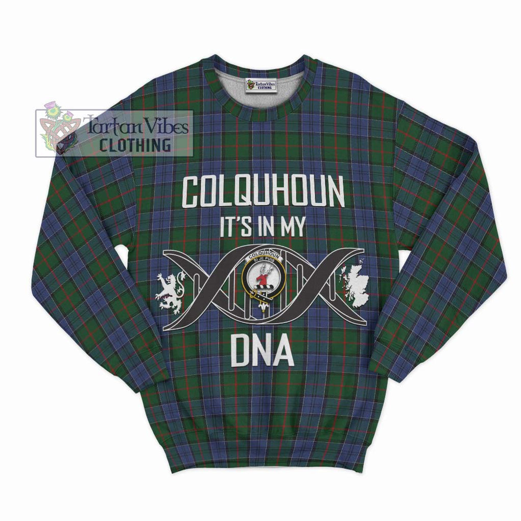 Colquhoun Tartan Sweatshirt with Family Crest DNA In Me Style - Tartanvibesclothing Shop