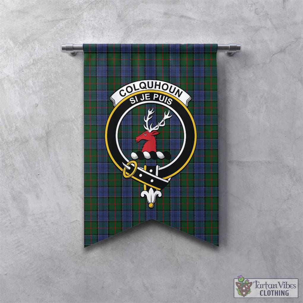 Tartan Vibes Clothing Colquhoun Tartan Gonfalon, Tartan Banner with Family Crest
