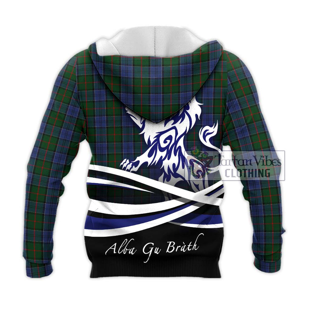 Colquhoun Tartan Knitted Hoodie with Alba Gu Brath Regal Lion Emblem - Tartanvibesclothing Shop