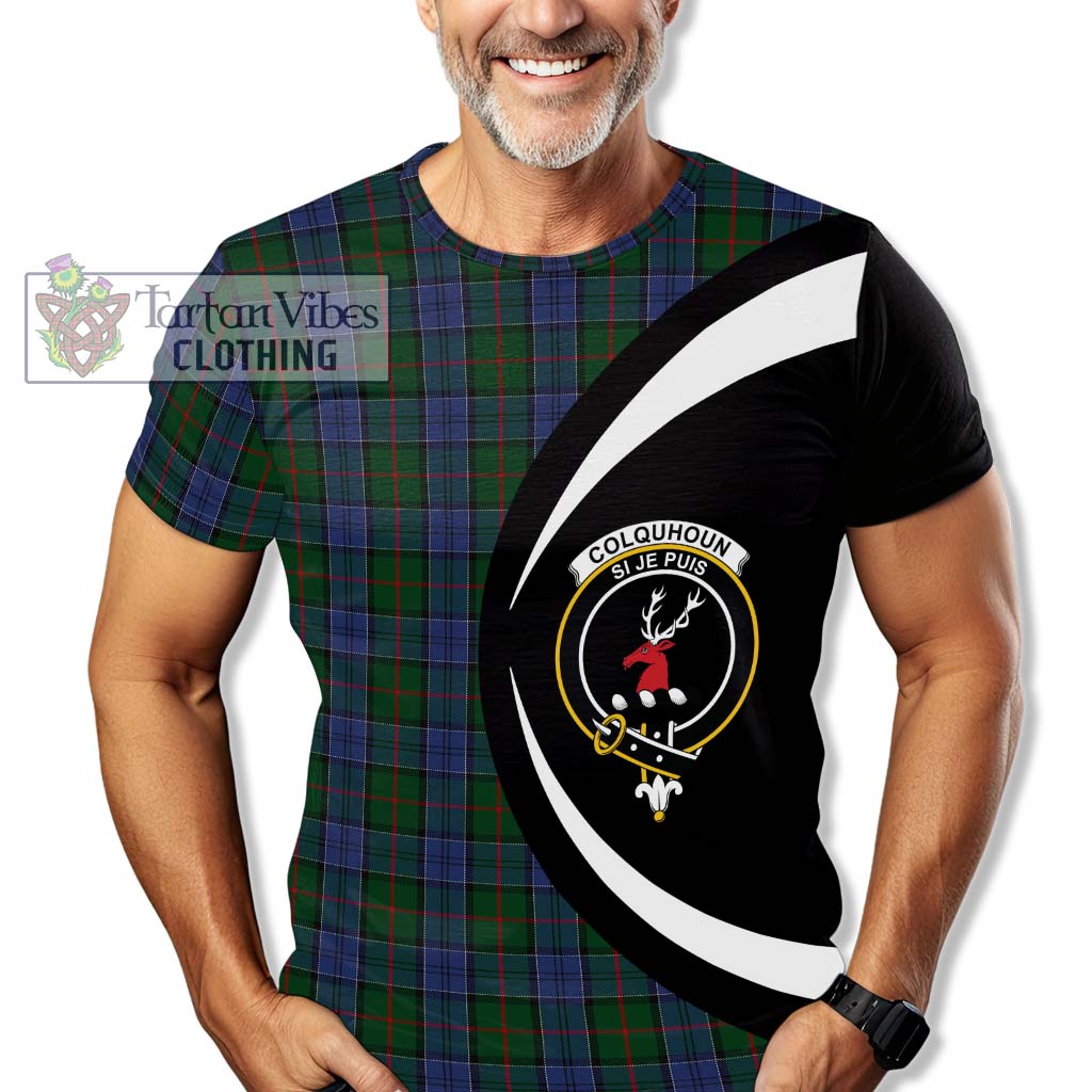Tartan Vibes Clothing Colquhoun Tartan T-Shirt with Family Crest Circle Style