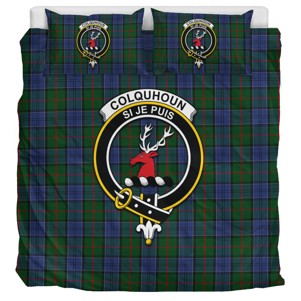 Colquhoun Tartan Bedding Set with Family Crest UK Bedding Set UK Super King 104*94 inch - Tartan Vibes Clothing