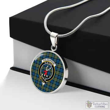 Colquhoun Ancient Tartan Circle Necklace with Family Crest