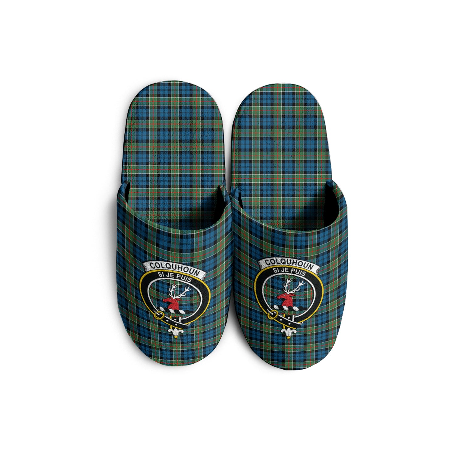 Colquhoun Ancient Tartan Home Slippers with Family Crest - Tartanvibesclothing