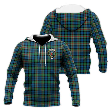 Colquhoun Ancient Tartan Knitted Hoodie with Family Crest