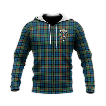 Colquhoun Ancient Tartan Knitted Hoodie with Family Crest