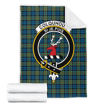 Colquhoun Ancient Tartan Blanket with Family Crest