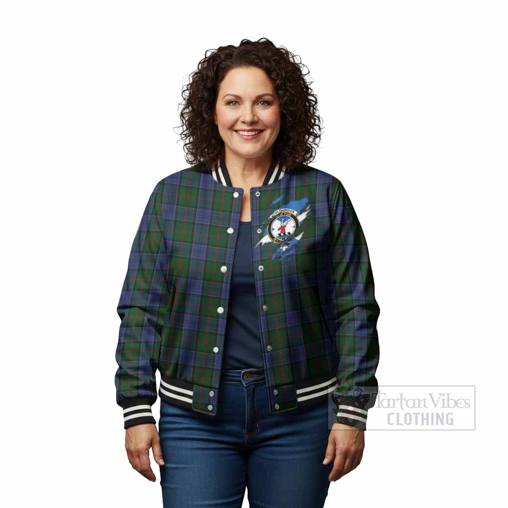 Colquhoun Clan Crest In Me Tartan Baseball Jacket Scotland Flag Style