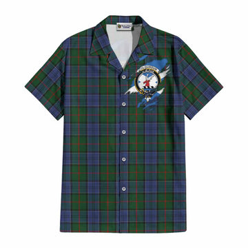 Colquhoun Clan Crest In Me Tartan Cotton Hawaiian Shirt Scotland Flag Style